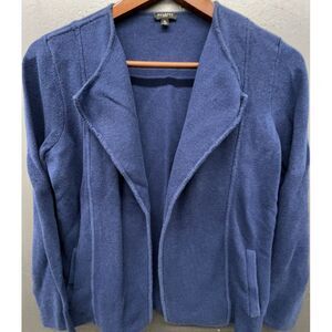 Talbots Petites Sweater MP Blue Open Front Cardigan Pockets Top Versatile Casual